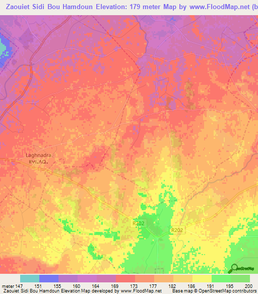 Zaouiet Sidi Bou Hamdoun,Morocco Elevation Map