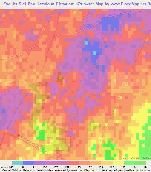 Zaouiet Sidi Bou Hamdoun,Morocco Elevation Map