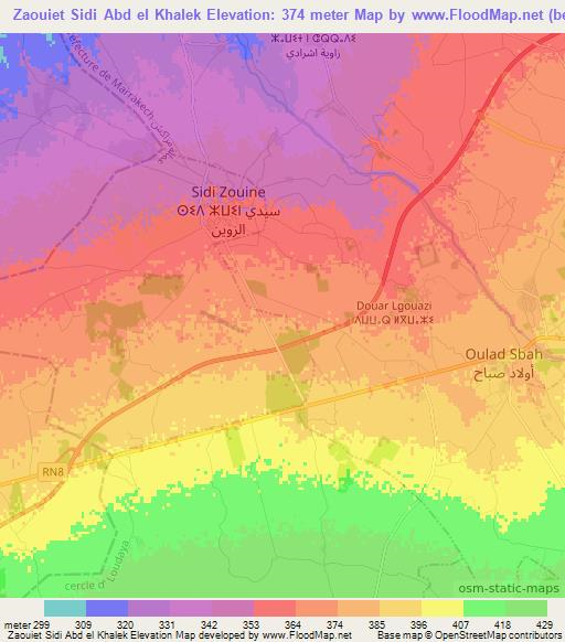 Zaouiet Sidi Abd el Khalek,Morocco Elevation Map