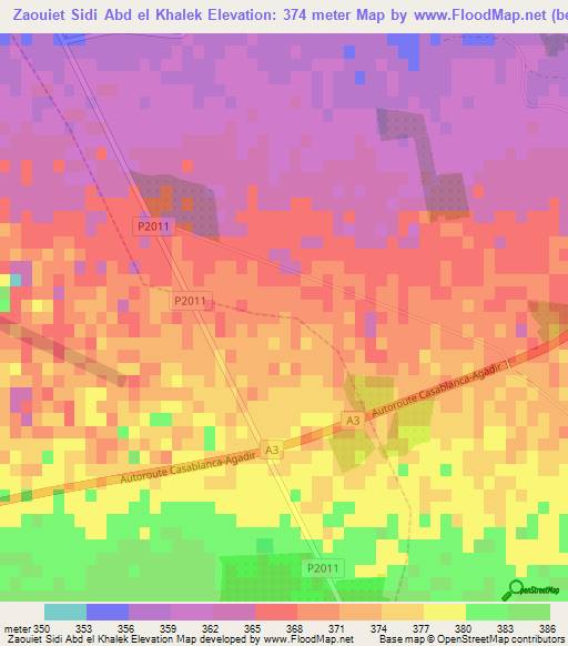 Zaouiet Sidi Abd el Khalek,Morocco Elevation Map