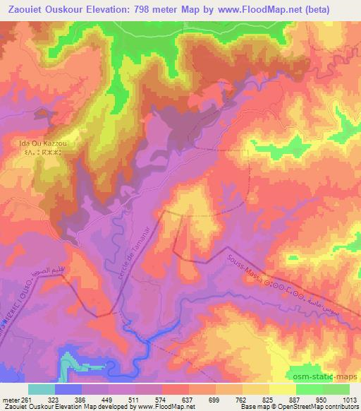 Zaouiet Ouskour,Morocco Elevation Map