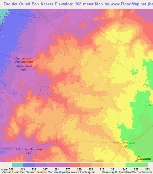 Zaouiet Oulad Ben Nasser,Morocco Elevation Map