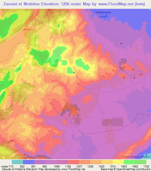 Zaouiet el Mrabtine,Morocco Elevation Map