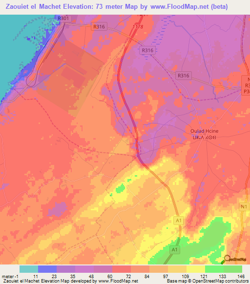 Zaouiet el Machet,Morocco Elevation Map