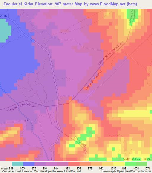 Zaouiet el Kiriat,Morocco Elevation Map