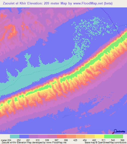 Zaouiet el Khir,Morocco Elevation Map