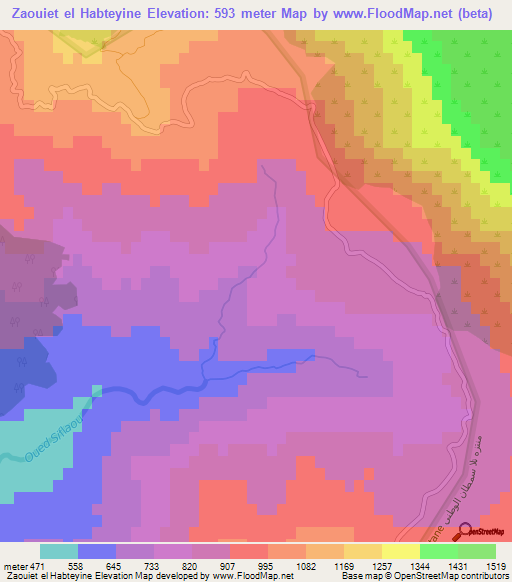 Zaouiet el Habteyine,Morocco Elevation Map