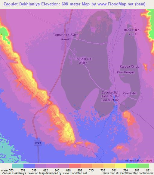 Zaouiet Dekhlaniya,Morocco Elevation Map