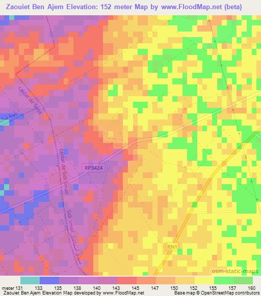 Zaouiet Ben Ajem,Morocco Elevation Map