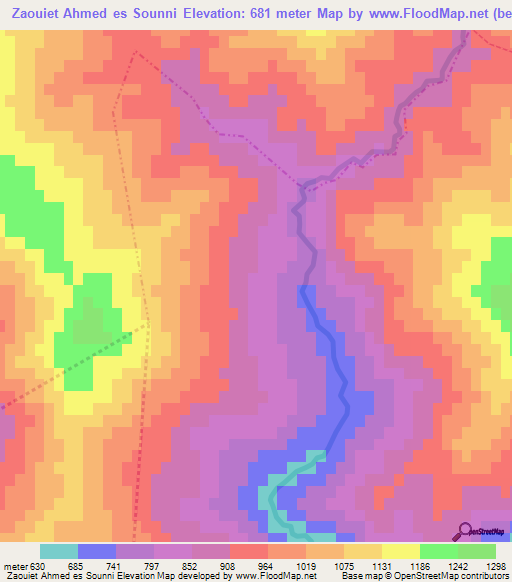 Zaouiet Ahmed es Sounni,Morocco Elevation Map