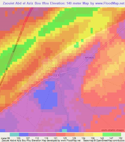 Zaouiet Abd el Aziz Bou Iffou,Morocco Elevation Map