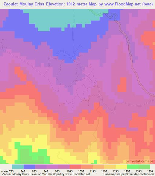 Zaouiat Moulay Driss,Morocco Elevation Map