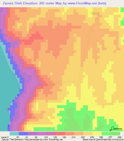 Zaouia Tilelt,Morocco Elevation Map