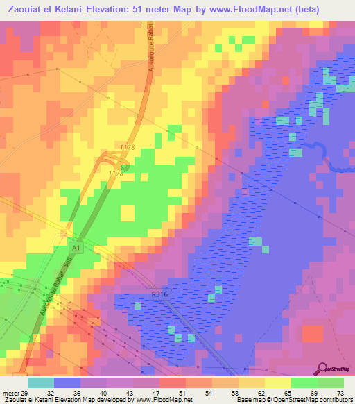 Zaouiat el Ketani,Morocco Elevation Map