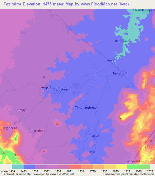 Tazlmimt,Morocco Elevation Map
