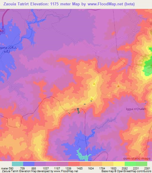 Zaouia Tatrirt,Morocco Elevation Map