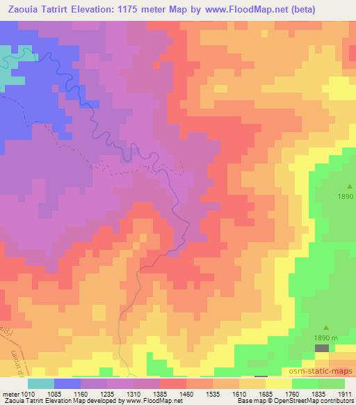 Zaouia Tatrirt,Morocco Elevation Map