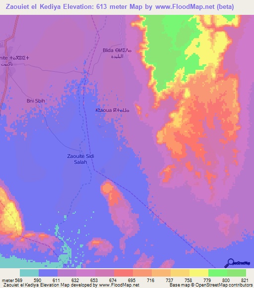 Zaouiet el Kediya,Morocco Elevation Map