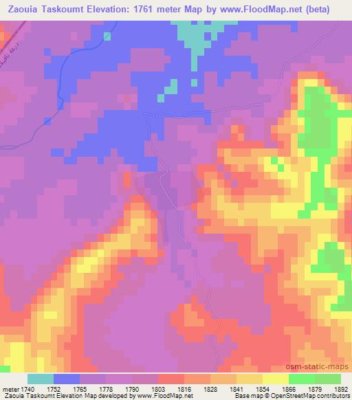 Zaouia Taskoumt,Morocco Elevation Map