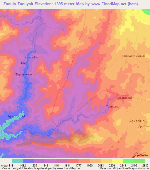 Zaouia Taouyalt,Morocco Elevation Map