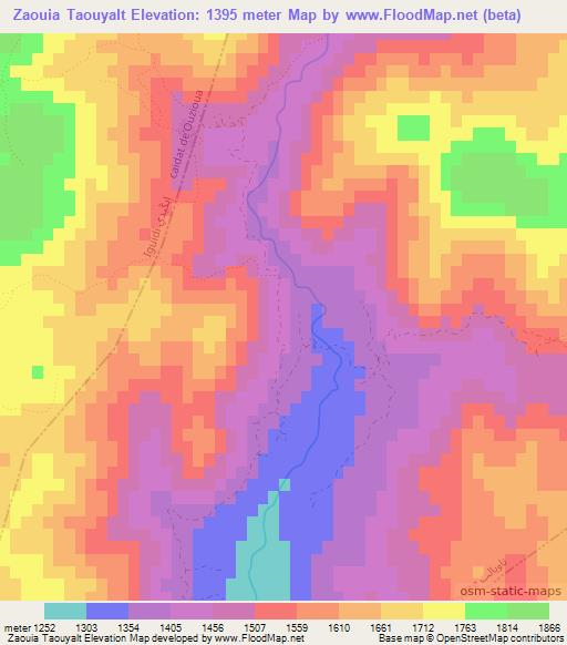 Zaouia Taouyalt,Morocco Elevation Map