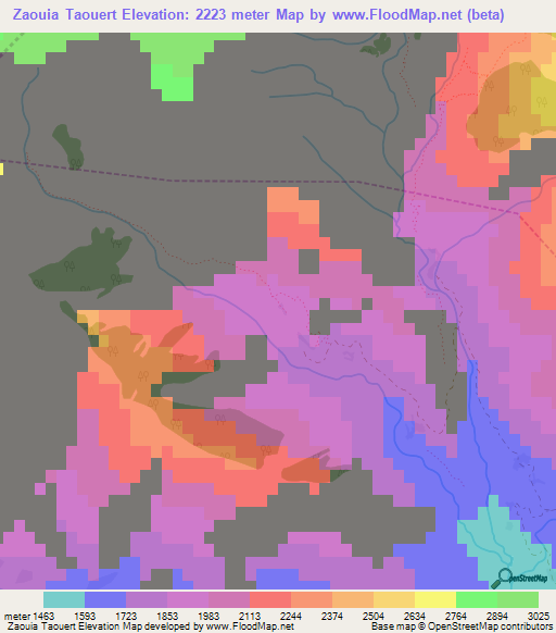 Zaouia Taouert,Morocco Elevation Map