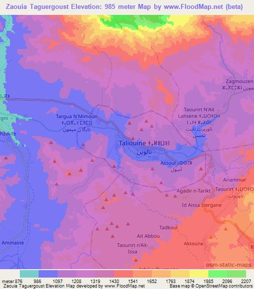 Zaouia Taguergoust,Morocco Elevation Map