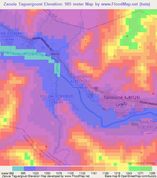 Zaouia Taguergoust,Morocco Elevation Map