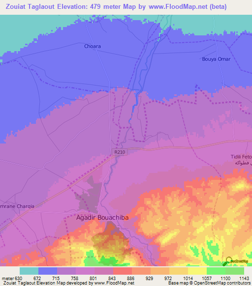 Zouiat Taglaout,Morocco Elevation Map