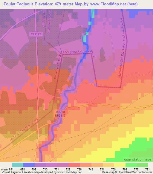 Zouiat Taglaout,Morocco Elevation Map