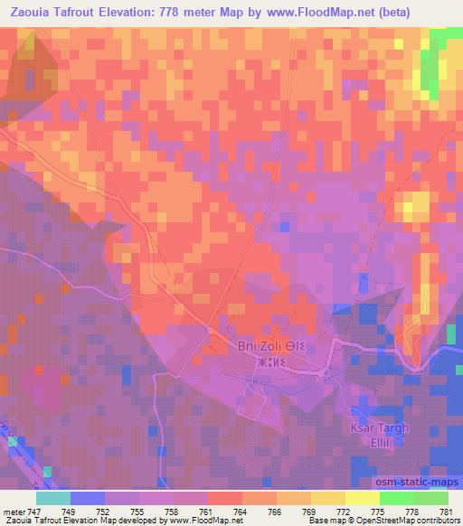 Zaouia Tafrout,Morocco Elevation Map