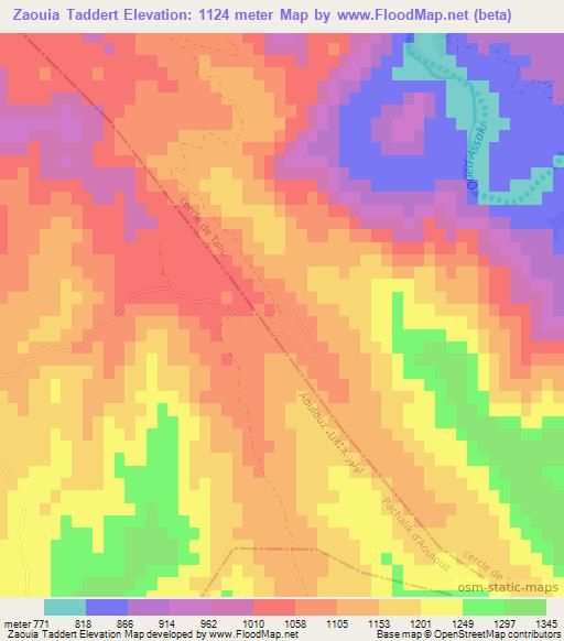 Zaouia Taddert,Morocco Elevation Map