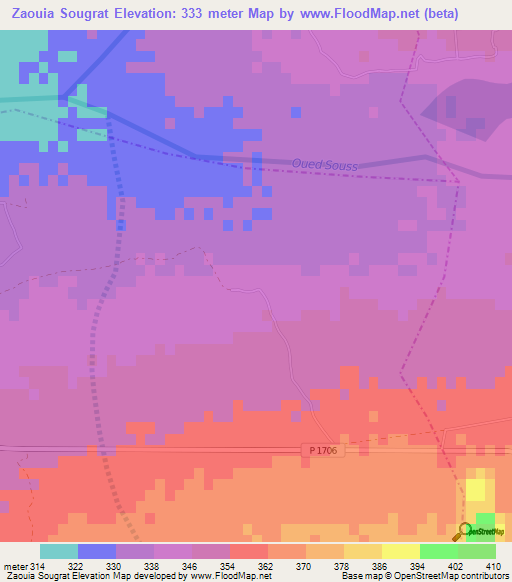 Zaouia Sougrat,Morocco Elevation Map