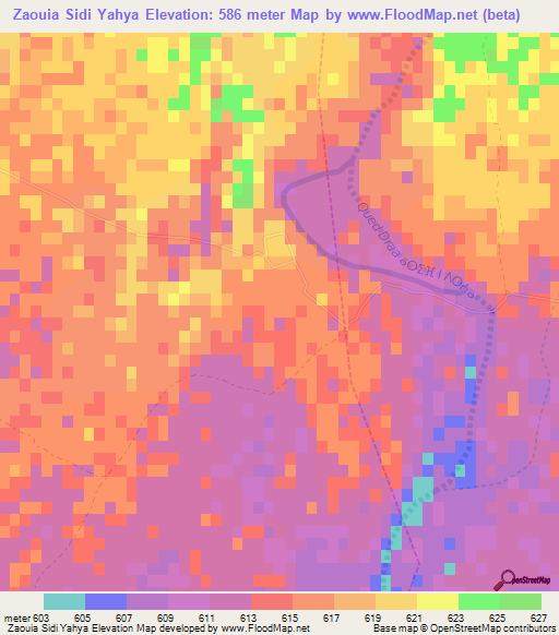 Zaouia Sidi Yahya,Morocco Elevation Map