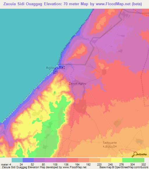 Zaouia Sidi Ouaggag,Morocco Elevation Map