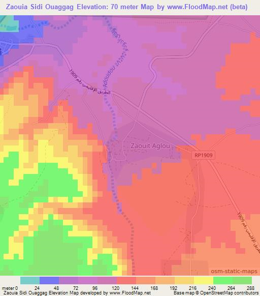 Zaouia Sidi Ouaggag,Morocco Elevation Map