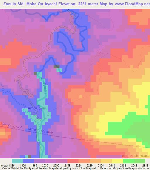 Zaouia Sidi Moha Ou Ayachi,Morocco Elevation Map