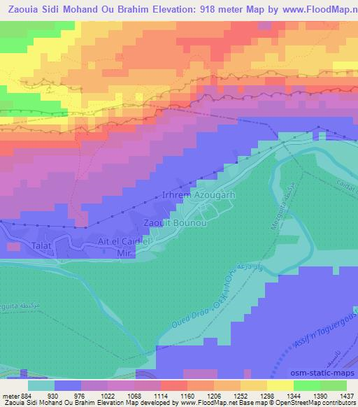 Zaouia Sidi Mohand Ou Brahim,Morocco Elevation Map