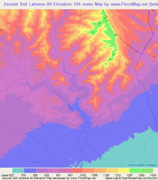 Zaouiat Sidi Lahsene Ali,Morocco Elevation Map