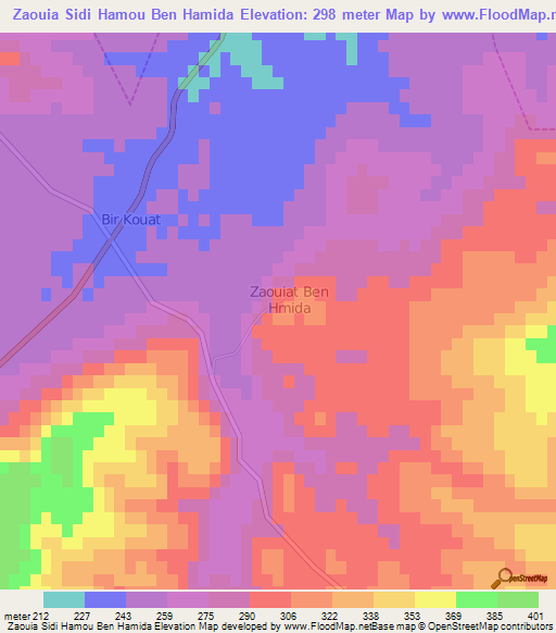 Zaouia Sidi Hamou Ben Hamida,Morocco Elevation Map