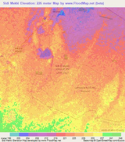 Sidi Mekki,Morocco Elevation Map