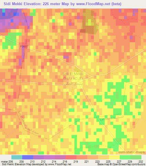 Sidi Mekki,Morocco Elevation Map