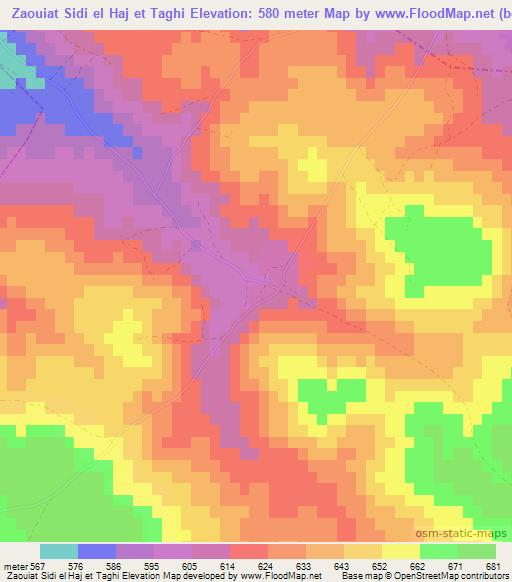 Zaouiat Sidi el Haj et Taghi,Morocco Elevation Map