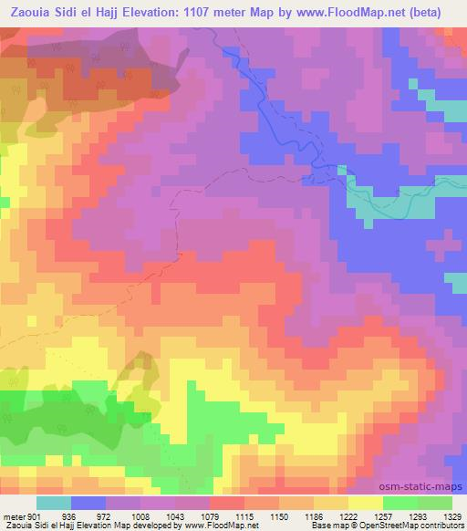 Zaouia Sidi el Hajj,Morocco Elevation Map