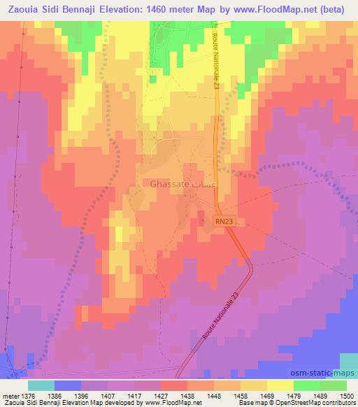 Zaouia Sidi Bennaji,Morocco Elevation Map