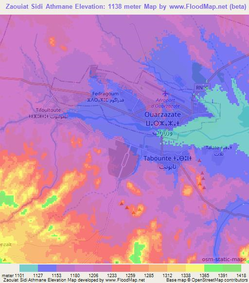 Zaouiat Sidi Athmane,Morocco Elevation Map