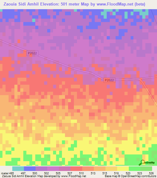 Zaouia Sidi Amhil,Morocco Elevation Map