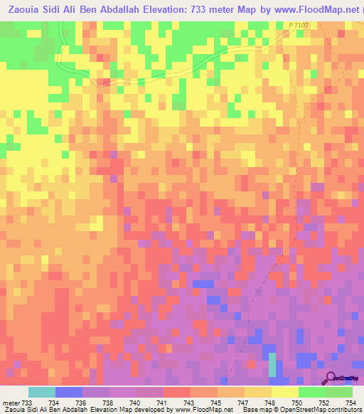 Zaouia Sidi Ali Ben Abdallah,Morocco Elevation Map