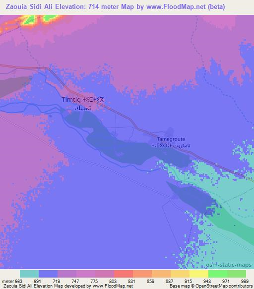 Zaouia Sidi Ali,Morocco Elevation Map