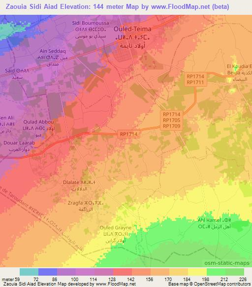 Zaouia Sidi Aiad,Morocco Elevation Map